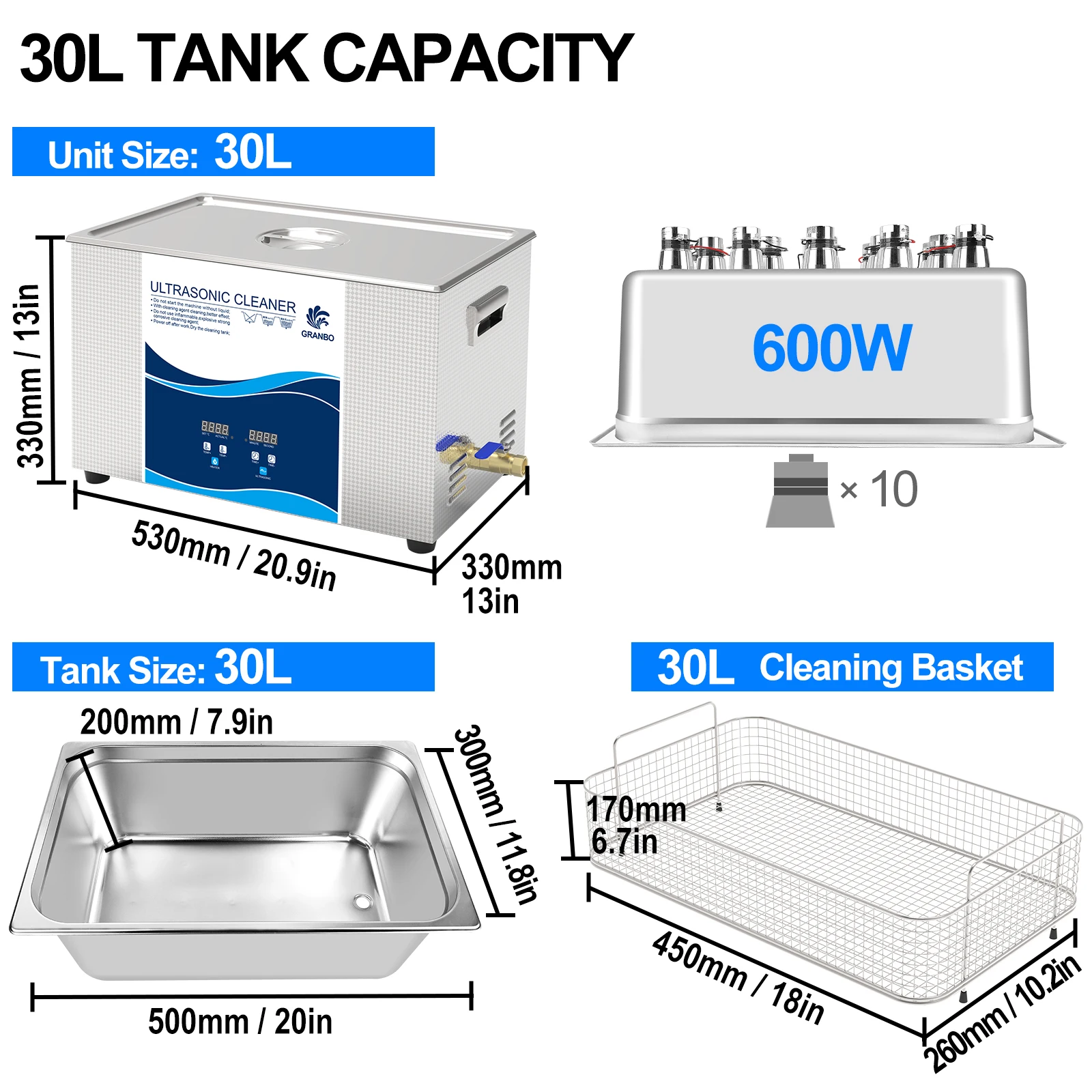 

Granbo Цифровой ультразвуковой очиститель 800 мл