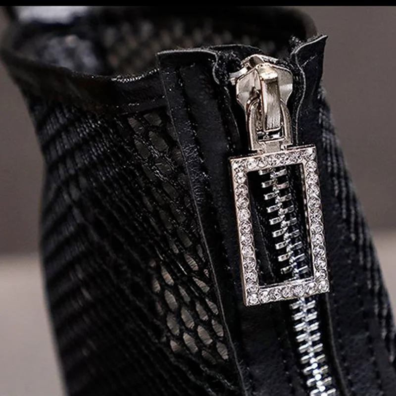 Fashion Women's Boots 2022 Summer New European And American Hollow Mesh Zipper Ankle Boots Large Size Casual Sandals