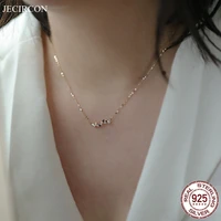 jecircon 100 real 925 sterling silver heart pendant necklace for women 14k gold plated niche design simple clavicle chain