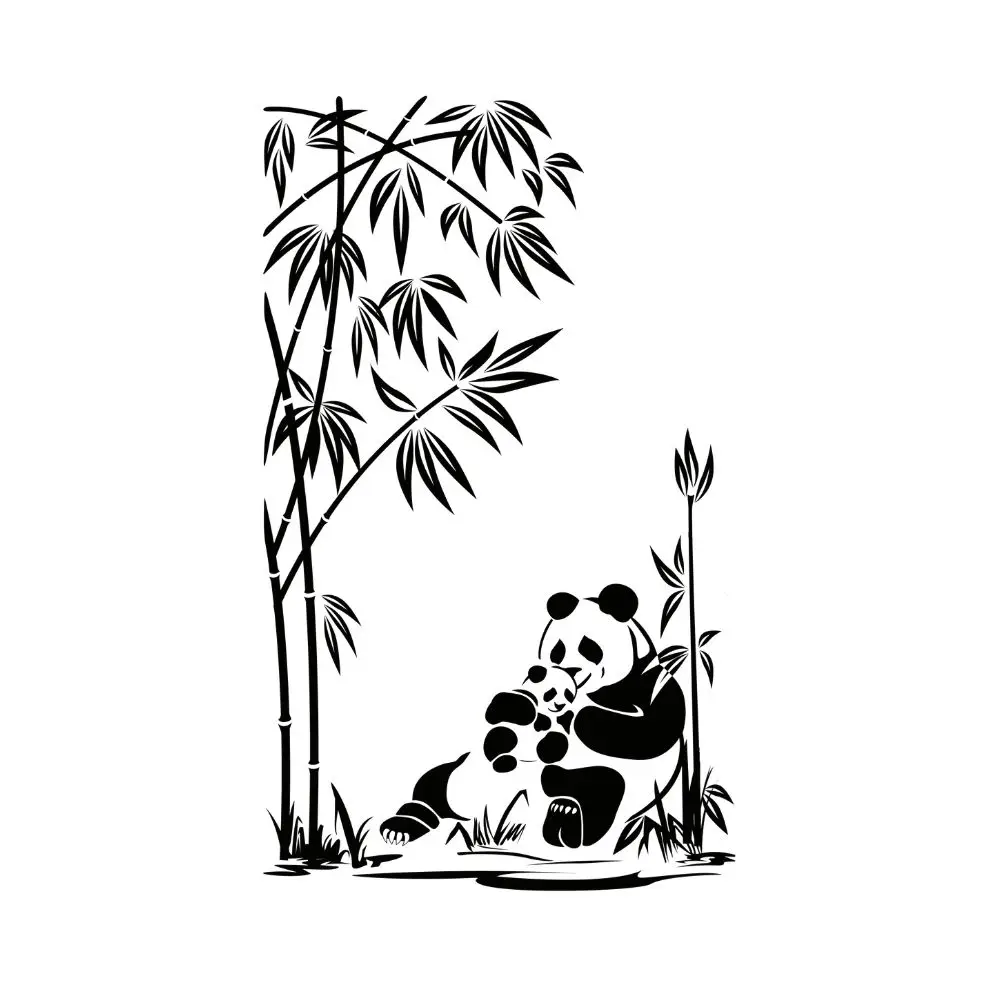 Милые панды в бамбуковой искусстве природные деревья украшение для дома и