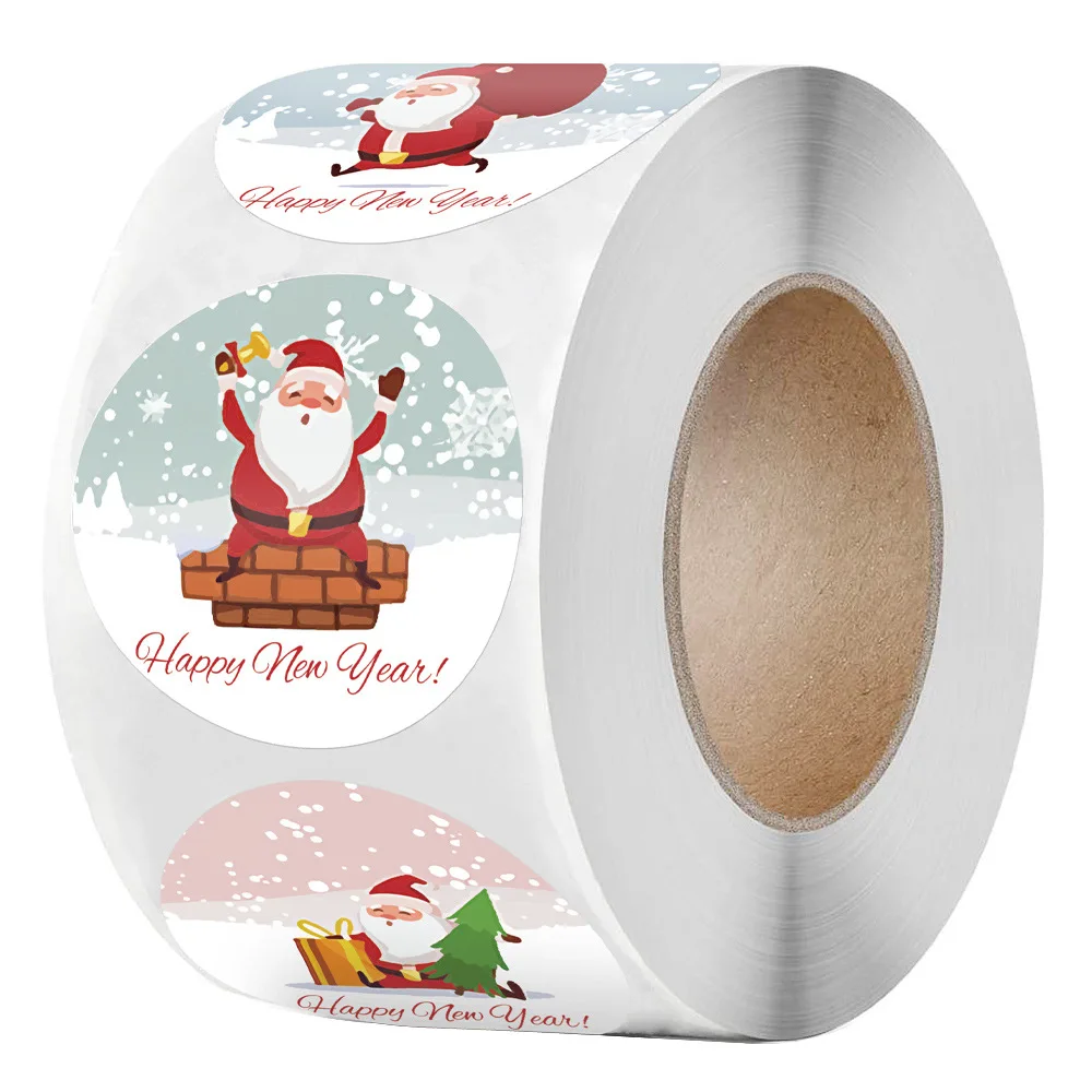 

Roll up sticker leather sticker Christmas holiday happy decoration label
