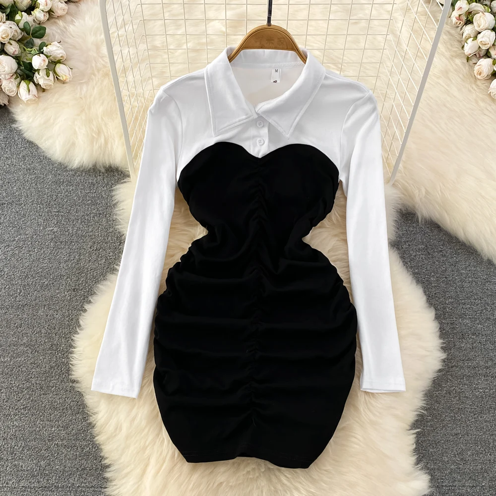 

Новое Осеннее приталенное плиссированное платье в стиле чистого желания