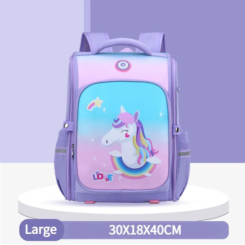 Girl Boy Cartoon Rainbow Unicorn Dinosaur Large Backpacks for Primary School Students New Children Fashion Cute Lightweight Bags
