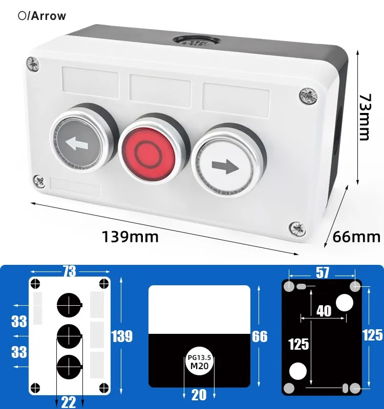 

Кнопка управления ориентировкой Пуск и остановка Самовосстановление Водонепроницаемая кнопка Переключатель Аварийная остановка Промышленный ручной блок управления