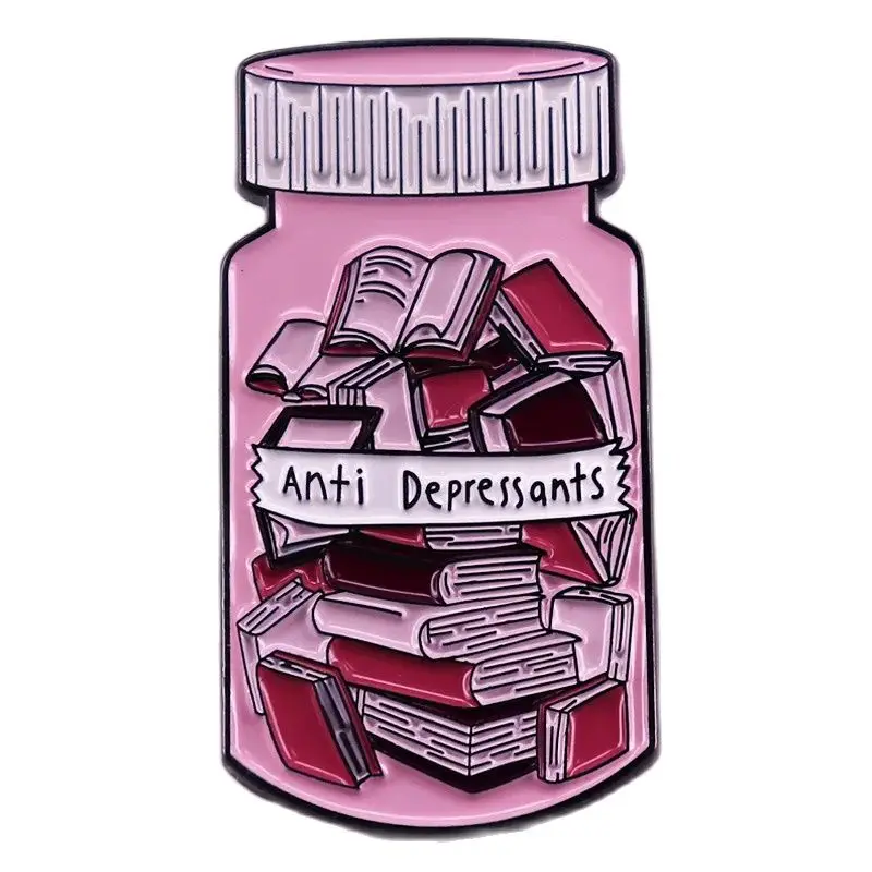 

Anti Depressants Enamel Pin Medical Funny Lapel Badge Delicate Smooth Metal Brooch Jewelry Gift for Depression Friend