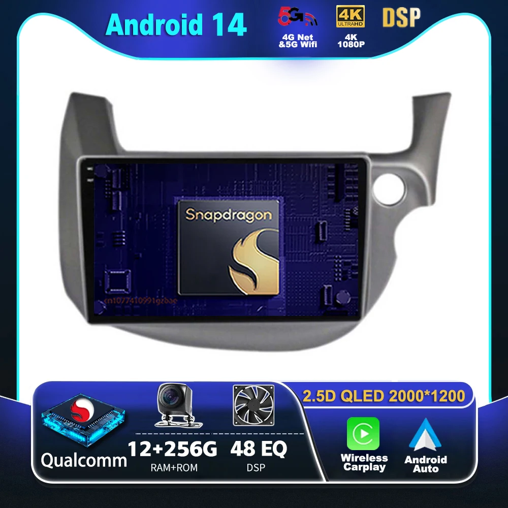 Android 14 Carplay Car Radio For HONDA FIT JAZZ 2007 - 2013 Multimedia Video Player Navigation GPS Stereo 2 Din DVD Head Unit BT