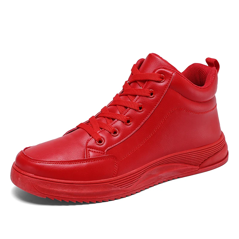 

Men Shoes PU Leather Casual Shoes Soulier Homme Brand Fashion Black Red Men Luxury Sneakers Zapatos De Hombre High Tops Shoes
