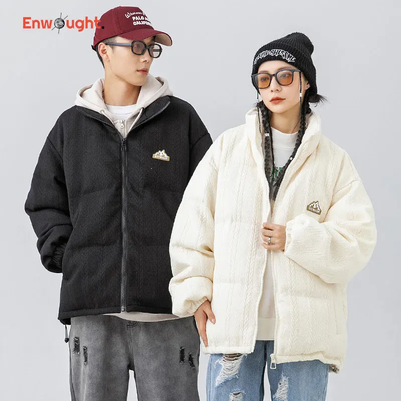 

Winter Harajuku Jacket Korean Fashion Parkas Casual Paired Coats ins Style Outewear Streetwear Y2k Oversized Warm Men Clothing