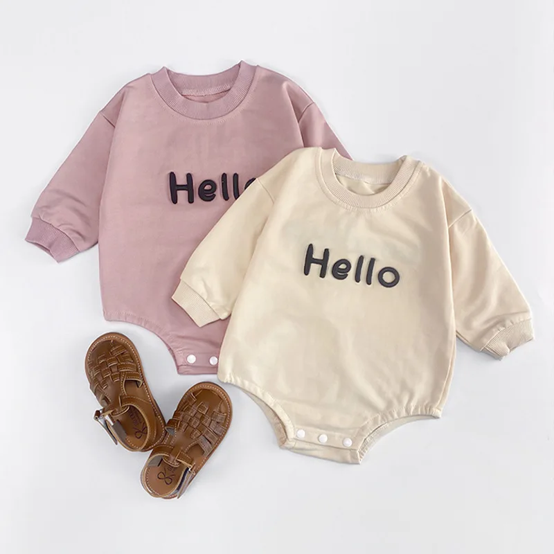 Ins Men's and Women's Baby Casual Onesie Baby Alphabet Foreign Style Triangle Climbing Clothes Spring Autumn Jumpsuits Playsuit