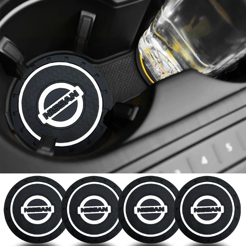 

Car Coaster Anti-Slip Pad Badge Styling Water Cup Holder Mat For Nissan Tiida Sylphy Teana X-trail 1 2 T31 T32 Almera Qashqai
