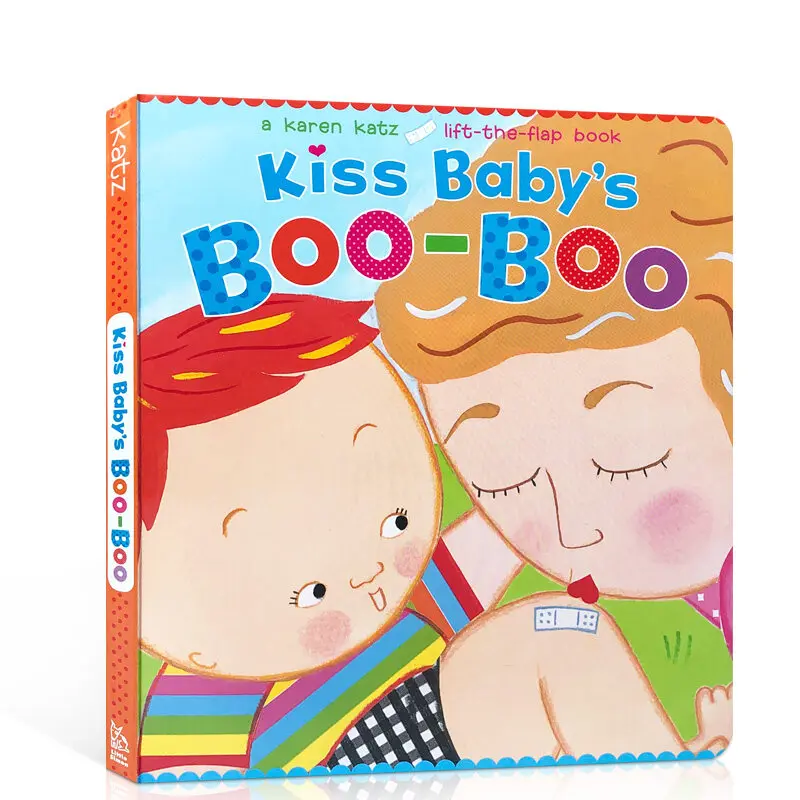 

Оригинальная английская книга с картинками Milu KISS BABY'S BOO-BOO, доска для малышей Karen Katz, подъемные книги с откидной крышкой