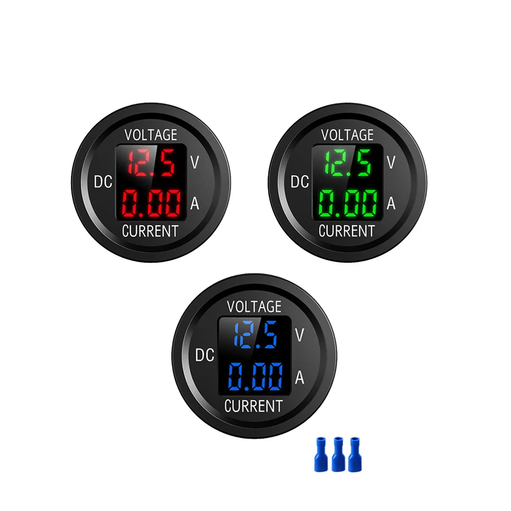 

Meter Current Ammeter Waterproof Panel Monitor Car Voltmeter Tester Round Display Voltage Dual Digital Mini
