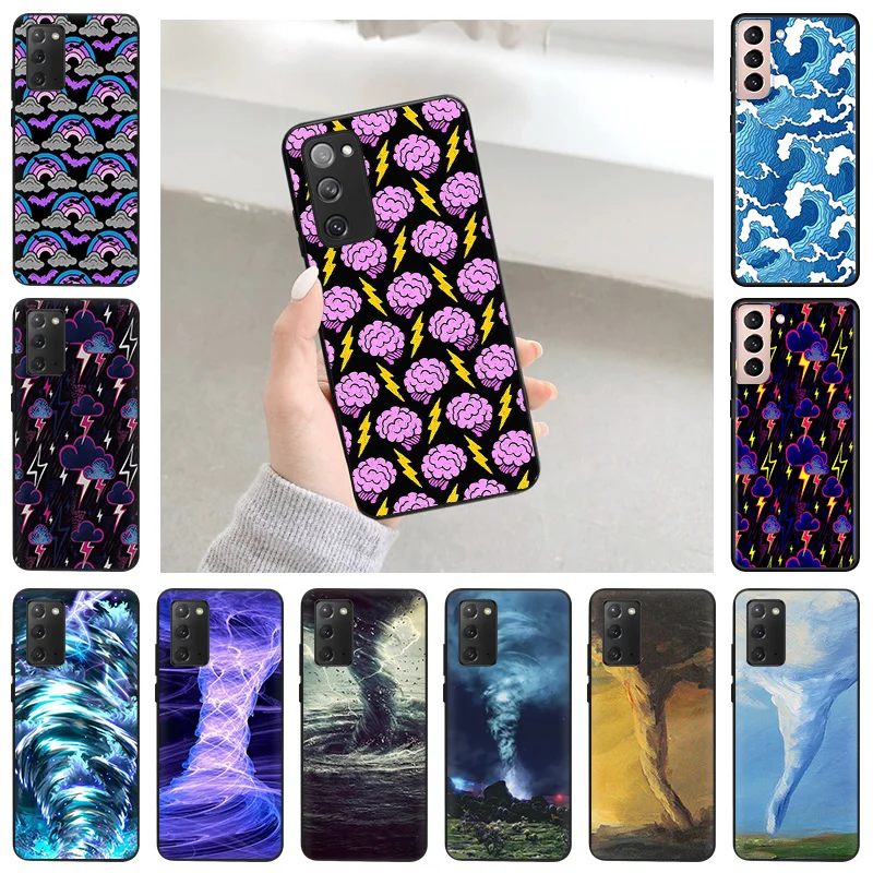 

Luxury Tornado Lightning Art Silicone Phone Case for Samsung S22 A53 S21 FE S20 Ultra Thin Galaxy S10 S9 S8 Plus S7 Matte Cover