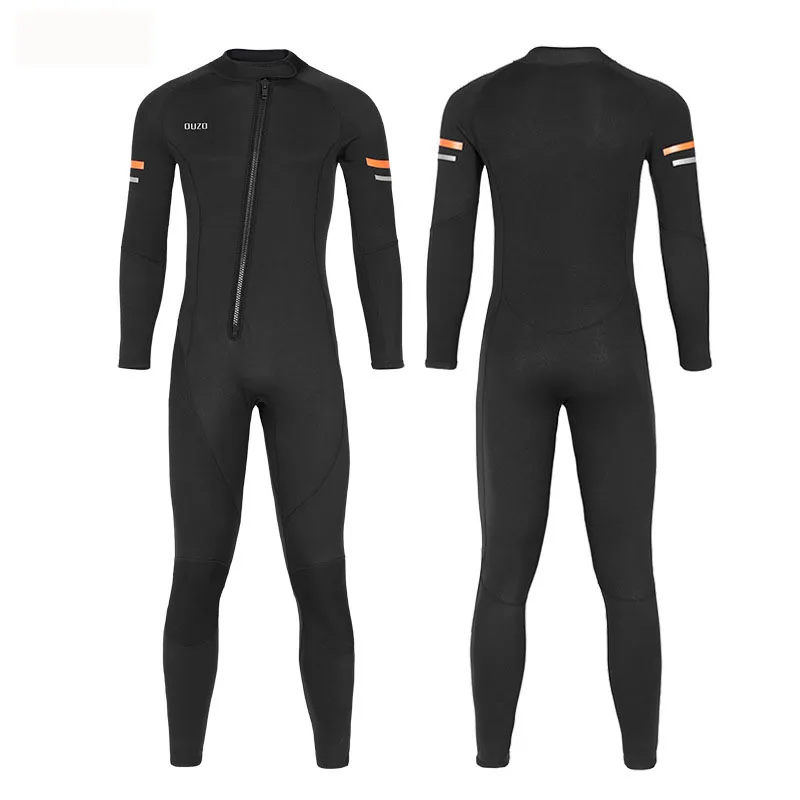 1.5mm Neoprene Wetsuit Men's Front Diagonal Zipper Full Body Diving Suit Surfing Snorkeling Spearfishing Winter Thermal Swimsuit