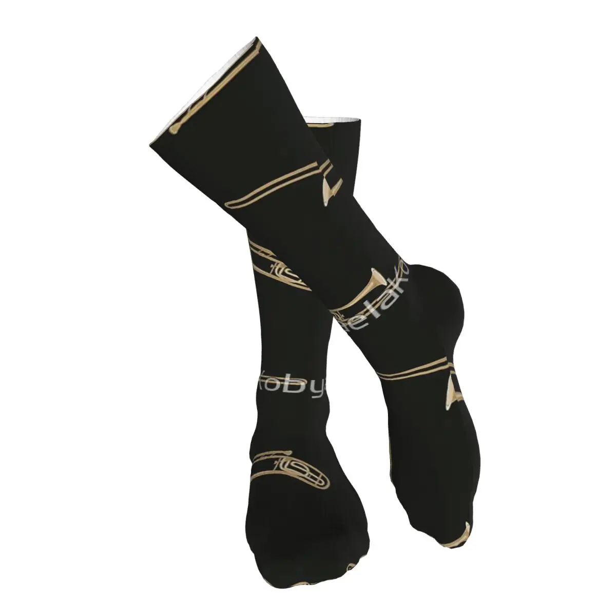

Trombone On Black Adult Stockings Breathable Suitable For Sports Medium thickness Customised Patterns