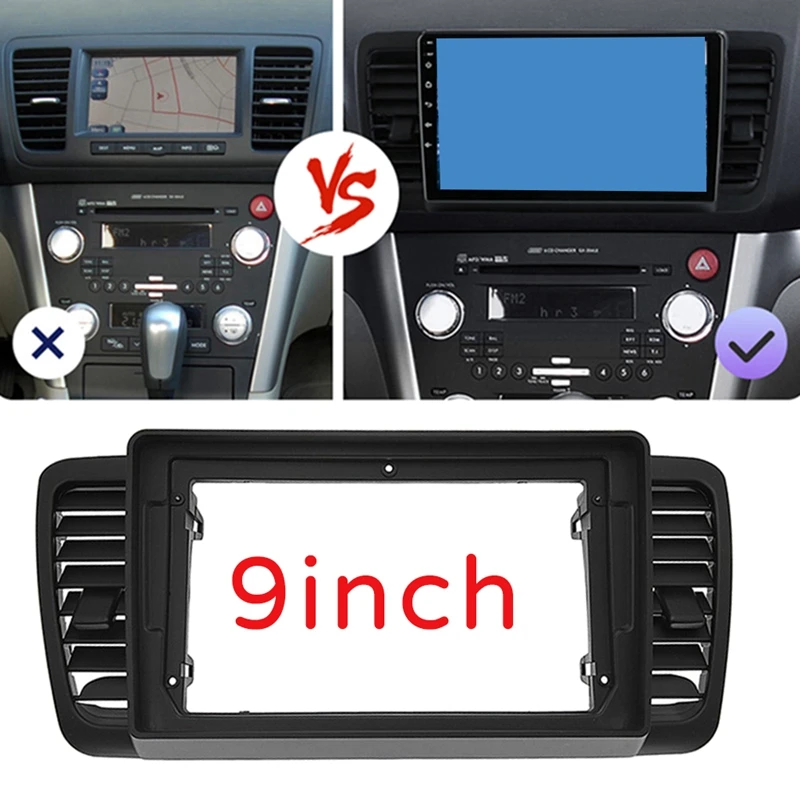 

9 Inch 2 Din Car Stereo Radio Fascia Dash Player DVD Adapter Frame Panel For Subaru Outback Legacy 2004-2009