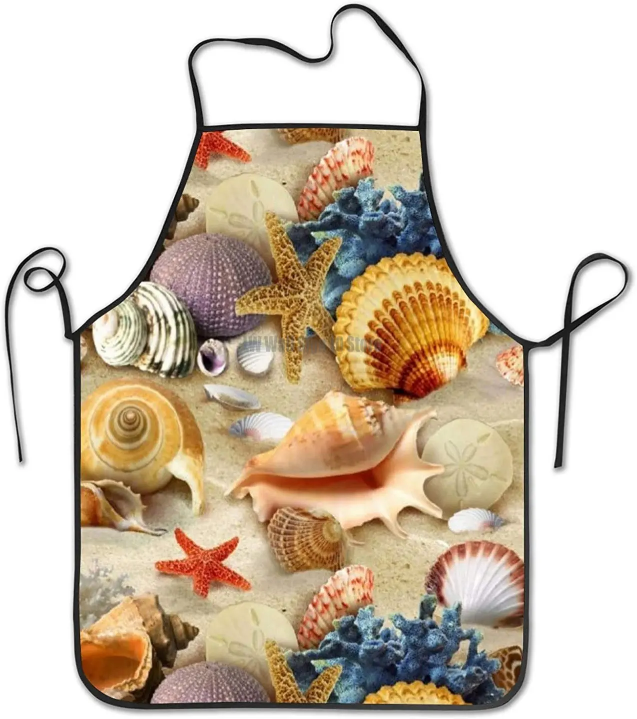 

Starfish Conch Seashell Unisex Kitchen Apron Chef Bib Apron for BBQ Cooking Hotel Kitchen