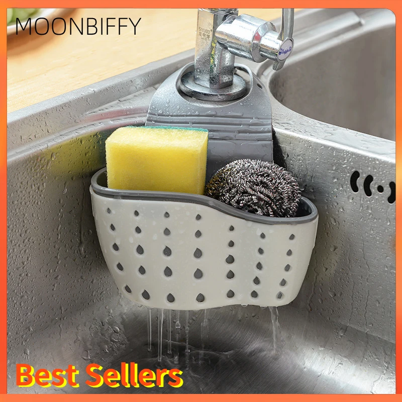 

Sink Shelf Soap Sponge Drain Rack Hanging Bag Kitchen Accessorie Bathroom Holder Strap Faucet Storage Basket with Drain Holes