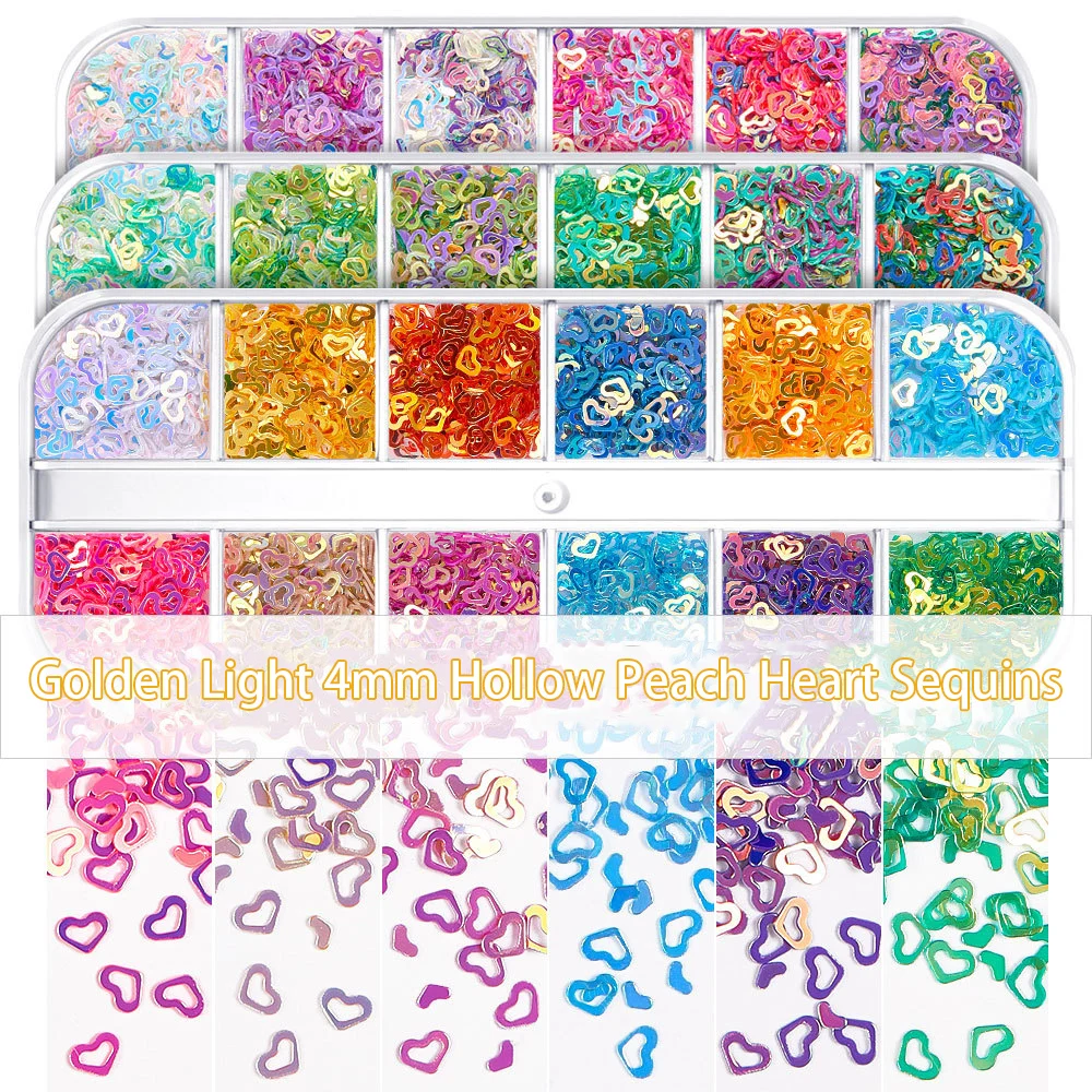 

Nail Sticker Eye Makeup Patch Glitter Colorful Hollow Out Heart for Nail Decor DIY Handmade Material 4mm Manicure Decoration