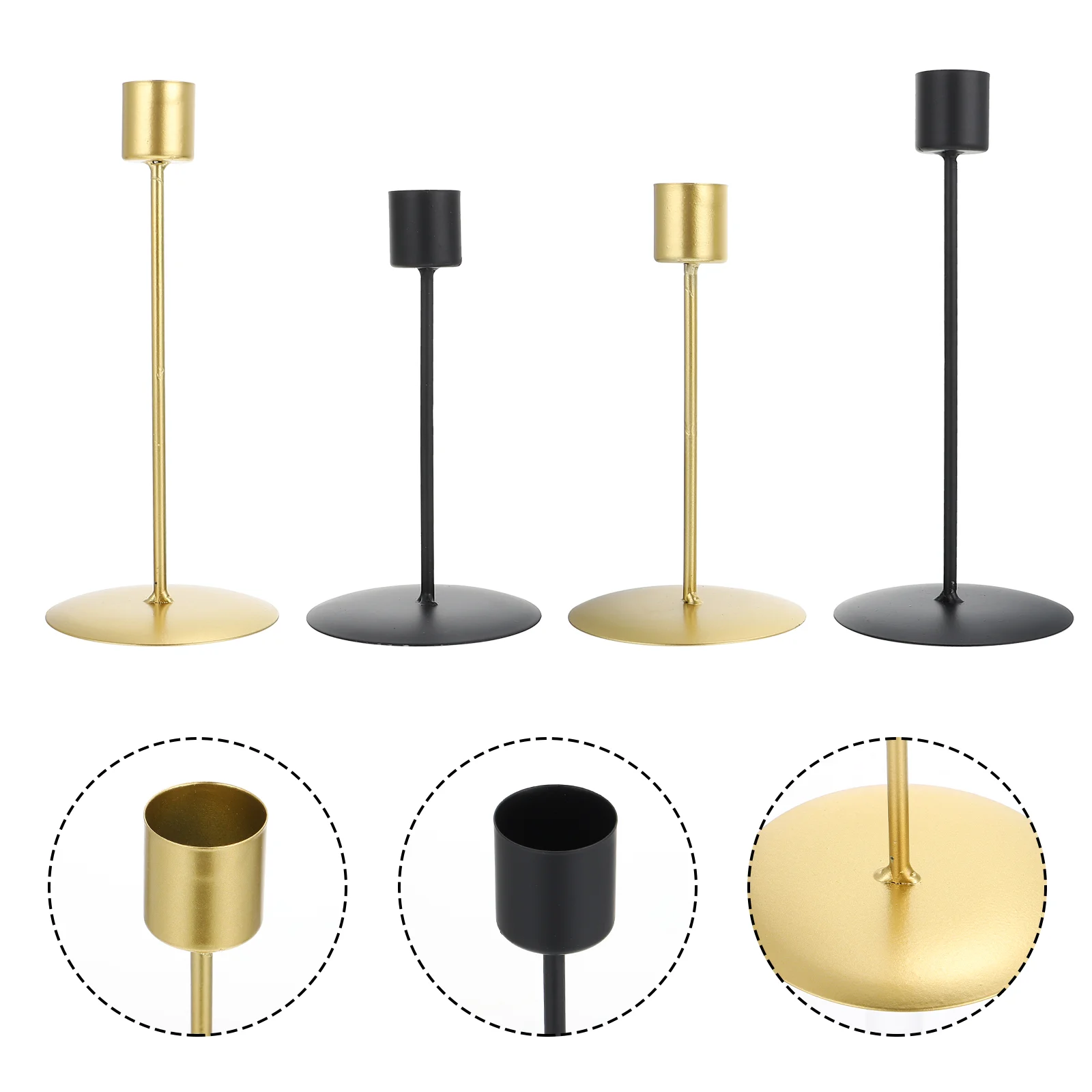 

4Pcs Wrought Iron Candleholder Long Table Candlestick Romantic Tealight Holder