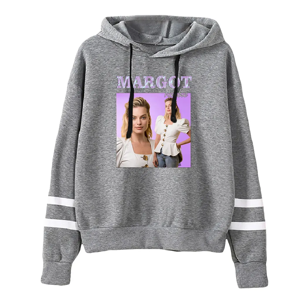 Толстовка унисекс Margot Robbie без карманов свитшот с параллельными полосами и