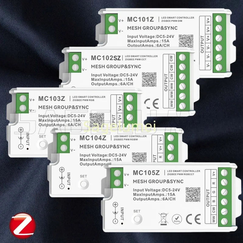 Фото Новый контроллер светодиодных лент 2026 DIM CCT RGB RGBW DC5V/12V/24V Zigbee с управлением через приложение, голосовое управление, синхронизация зон, музыкальный режим Tuya №1