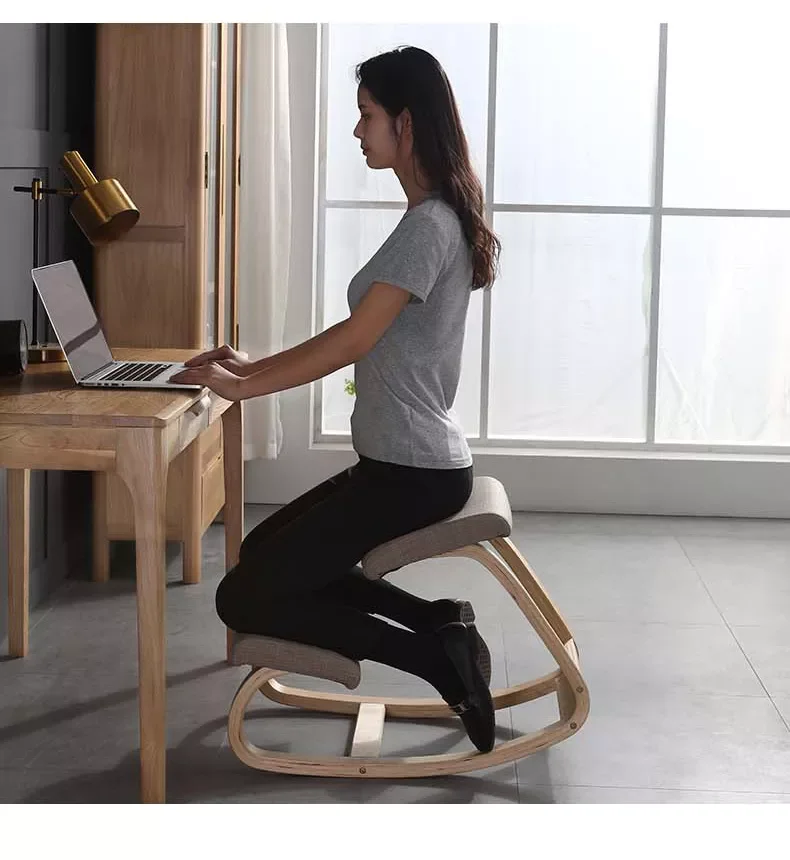 

Home Chair Stool Office Furniture Original Ergonomic Kneeling Rocking Wooden Kneeling Computer Posture Chair