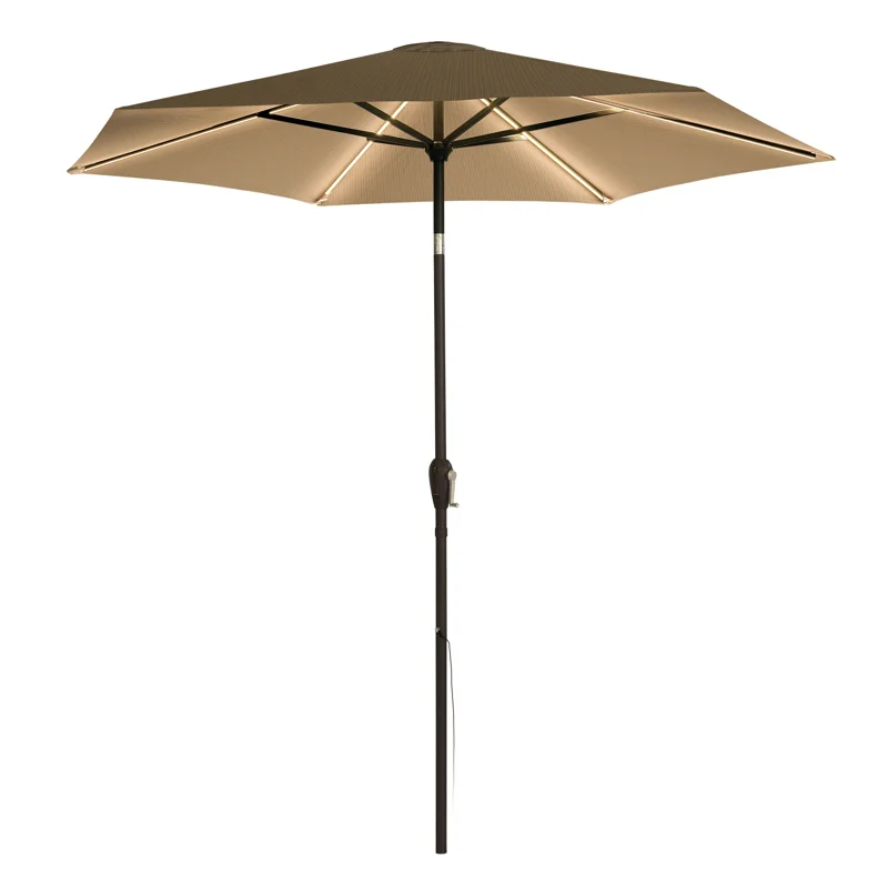 

9 ft. LED Market Umbrella - Khaki, Warm Light