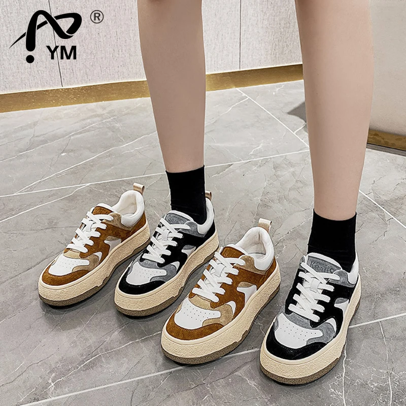 

New Women Sneakers Real Leather 2022 Spring Flats Shoes Woman's Ins Style Daily Lady Home Casual Footwear