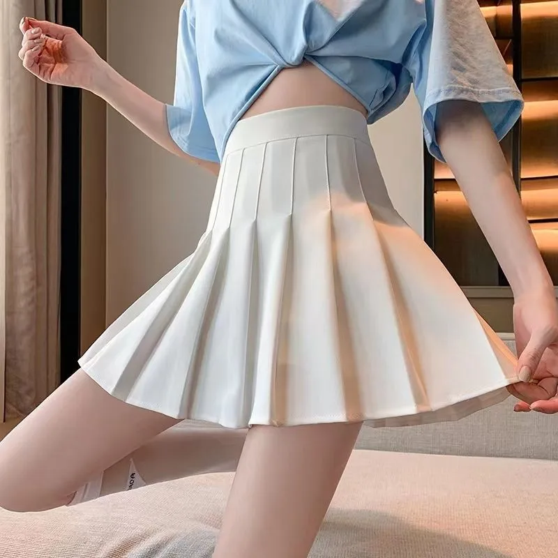 

Dance Pleated Skirts for Womens High Waist A-Line Anti-Glare School Uniform for Girls Skirts Summer Sexy Mini Skirts Woman