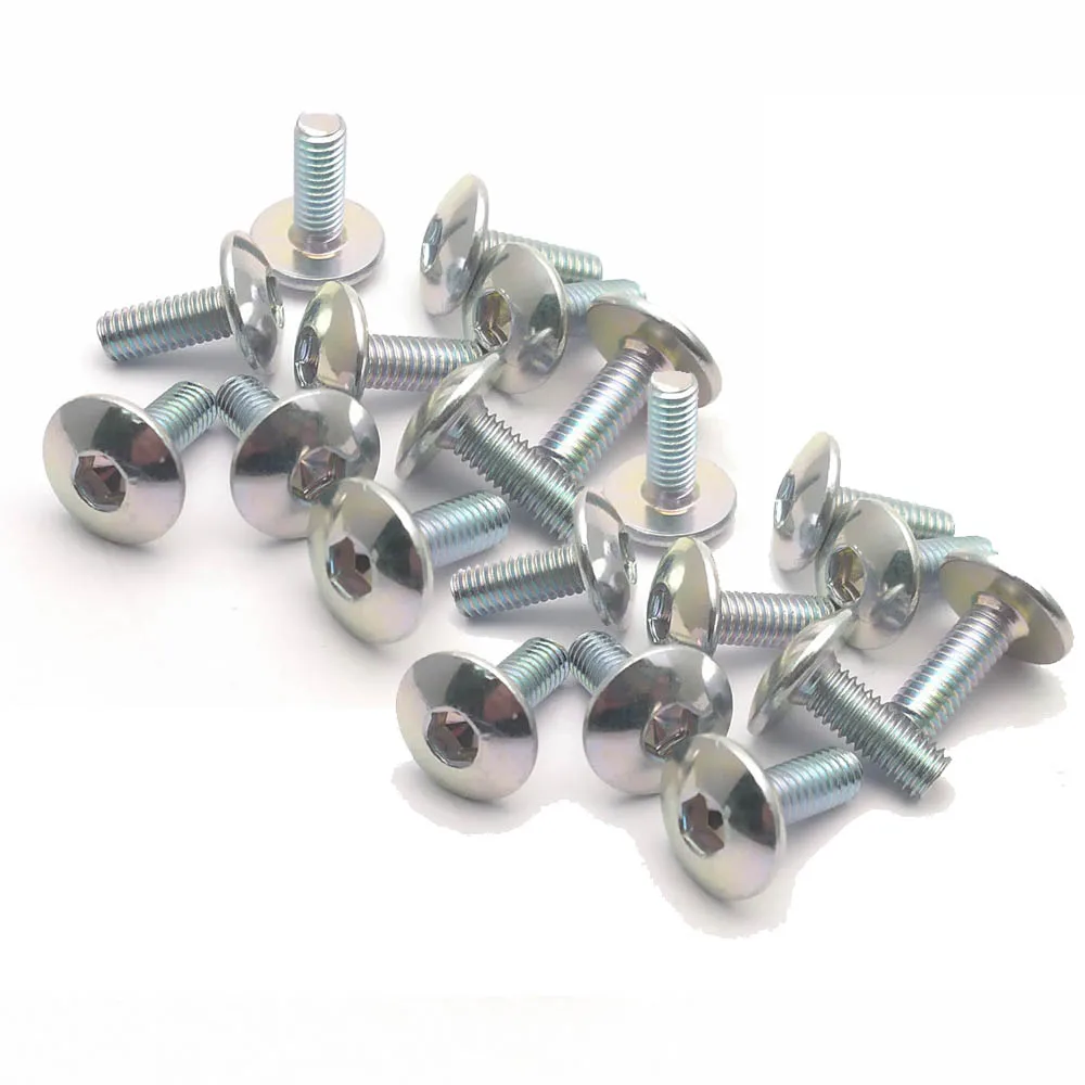 

20 шт. большой плоский болт с круглой головкой и внутренним шестигранником M6 6 мм M6X16 для мотоцикла, скутера, квадроцикла, мопеда, пластиковая крышка