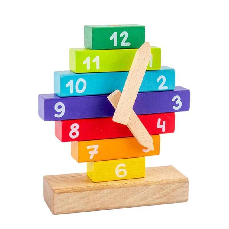 

Wooden Clock Kids Toys Colorful Blocks Clocks Toys Montessori Educational Learning Time Preschool Teaching Aids Toy For Baby New