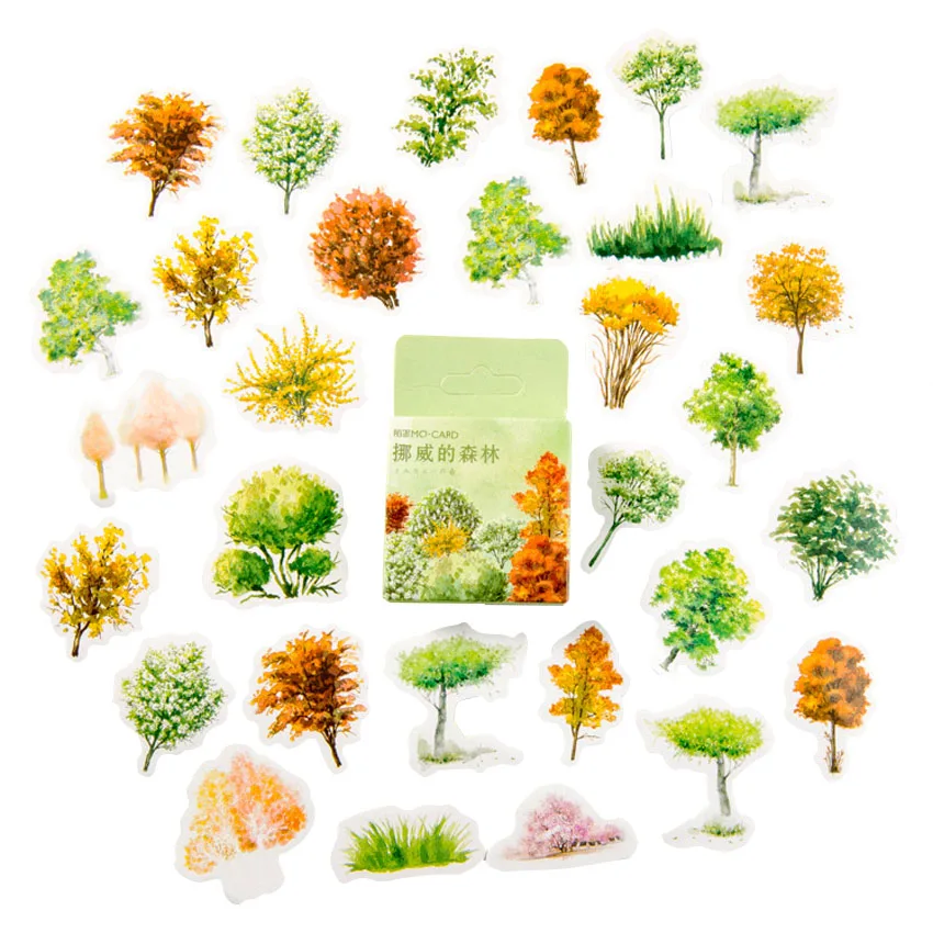 

46pcs/lot Norwegian forests Stickers Decor Adhesive Animals Paper Stickers Diary Scrapbooking Decorations For Photo Album Diy