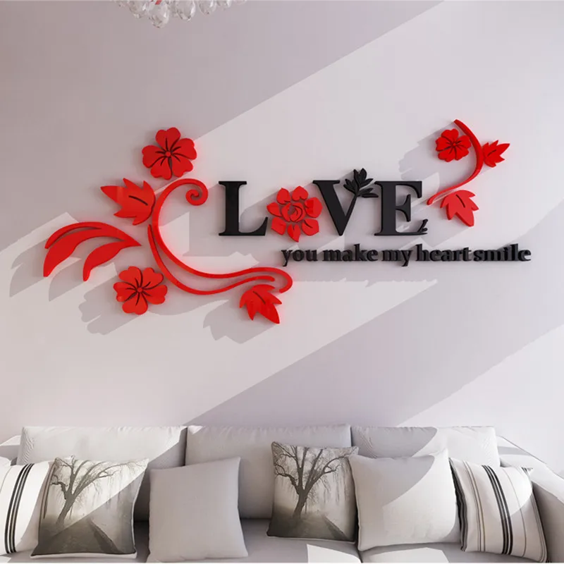 

Creative Love Flower Crystal 3D Wall Stickers, Living Room, Bedside, Dining Room, Bedroom, TV Background, Warm