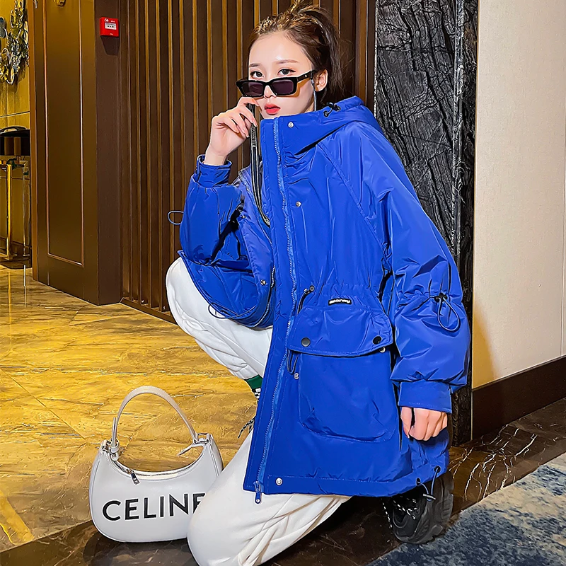 

2022 Fashion Klein Blue Jacket Women's Winter Parkas Coat Casual Loose Cotton Coats Fried Street Padded Clothes Hooded Down Coat