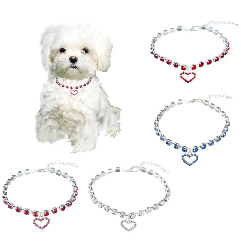 

1PC Fashion Three Row Rhinestone Dog Collar for Small Dogs Chihuahua Cat Pearl Chains with Pendant Jeweled S-M-L Pet Products