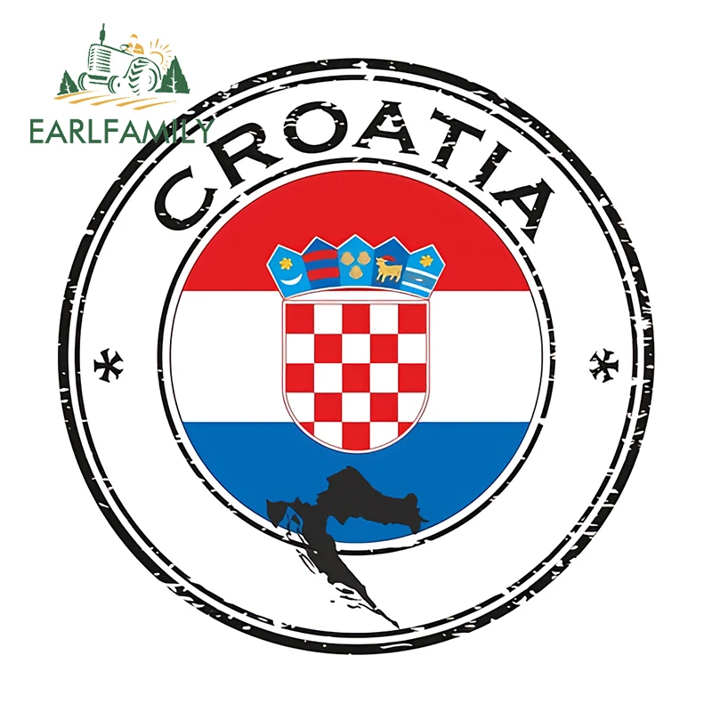 

EARLFAMILY 13 см для флага страны Хорватии, автомобильная наклейка, символ, водонепроницаемая автомобильная этикетка наклейки на холодильник, виниловая Автомобильная оболочка, украшение для RV