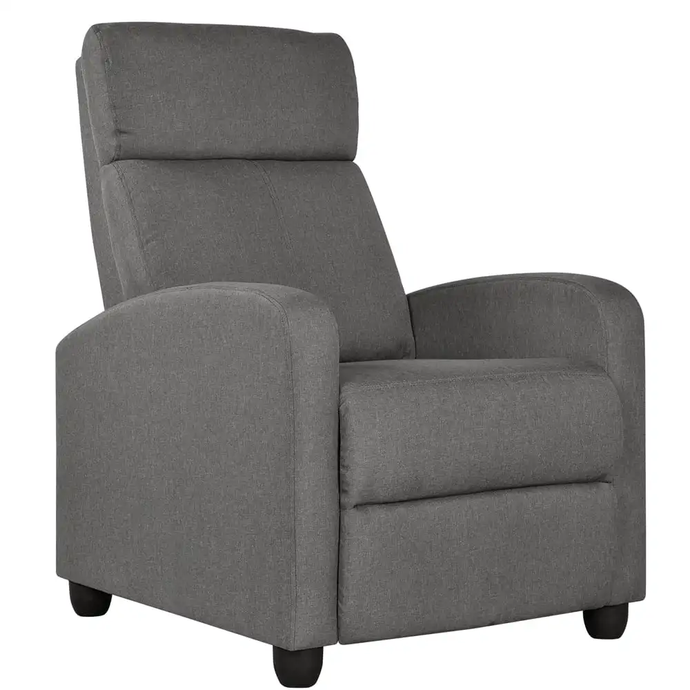 

Fabric Push Back Theater Recliner Chair with Footrest, Gray