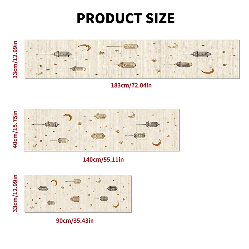 

Декоративная скатерть-дорожка «Звездный фонарь» для стола на Ид Мубарак, украшение для домашнего обеденного стола, 2026, исламская мусульманская вечеринка, полиэстер