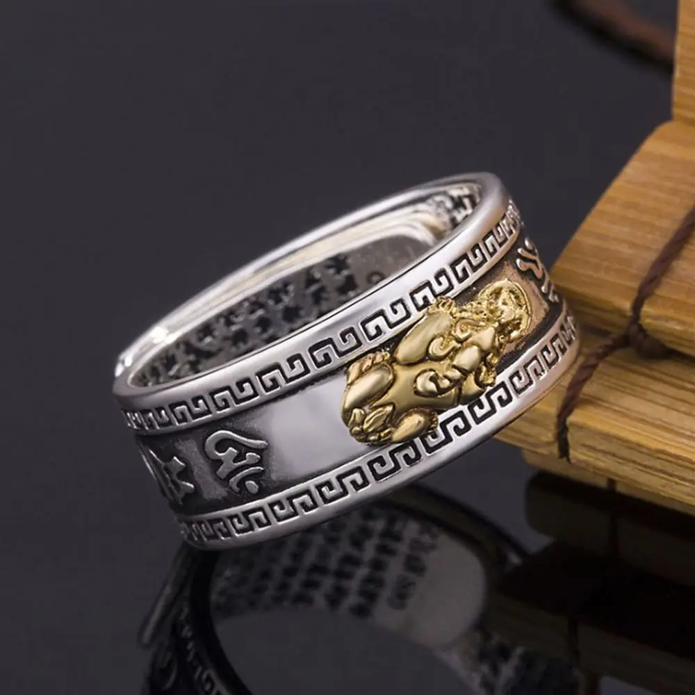 

Pixiu Charms Ring Women Men Feng Shui Amulet Wealth Lucky Open Adjustable Ring Men Buddhist Jewelry Fashion Retro Rings
