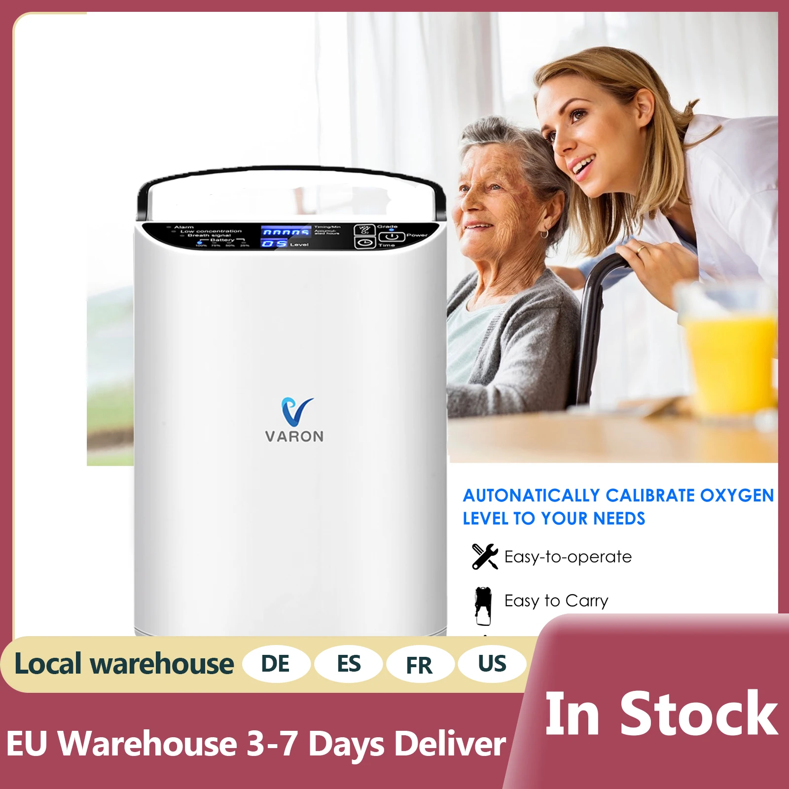 

Очиститель воздуха VARON 3 л/5 л 90%, кислородный концентратор, портативный, для путешествий и использования в автомобиле, импульсная концентрац...