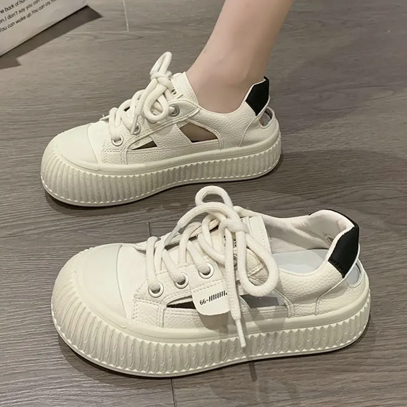 2023 Summer New Women's Hollow Out Shoes Platform Sneakers Solid Casual Personality Walking Fashion Female Zapatillas De Mujer
