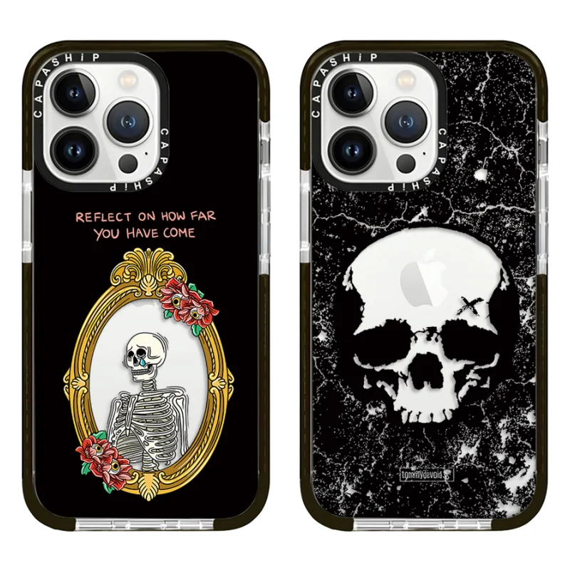 Чехол с мраморным узором и зеркальным розовым черепом для iPhone 15 14 13 12 11 Pro X XS XR Max 7 8