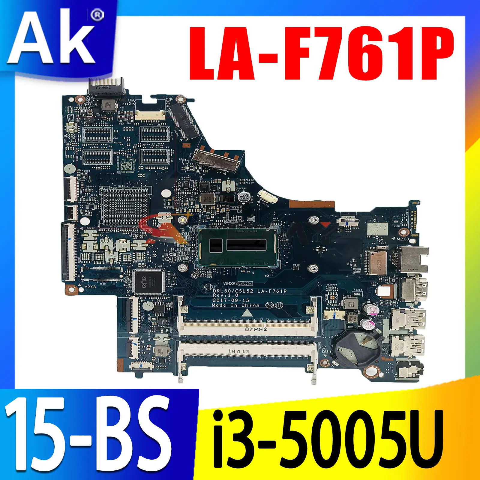 

Оригинальная материнская плата для ноутбуков Hp 15-BS DKL50/CSL52 LA-F761P L04451-601 i3-5005U DDR3L
