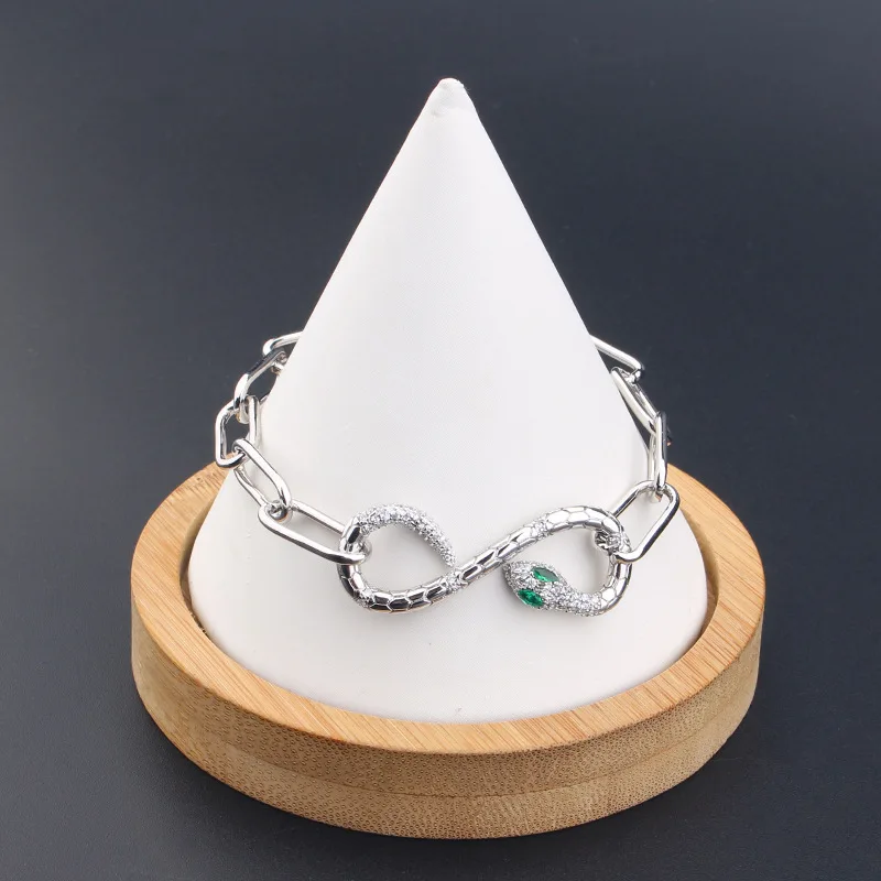 Новый винтажный плоский круглый браслет со змеей Бесконечность для женщин тренд