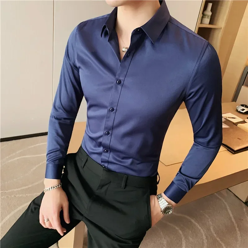 Camisas De Hombre Рубашки с длинными рукавами для мужчин Одежда 2024 Деловая официальная