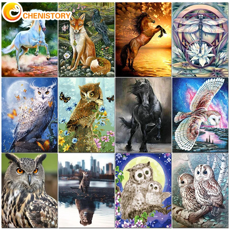 

CHENISTORY Paintings By Numbers DIY Picture Animal Paint Home Decoration Canvas Painting Coloring For Living Room Artwork Gift