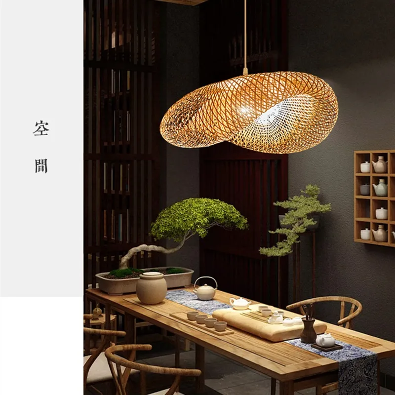 

Room Decor Hot Sell Handmade Bamboo Pendant Light E27 Chinese Asian Style Bamboo Hanging Lamps Living Kitchen Indoor Lighting