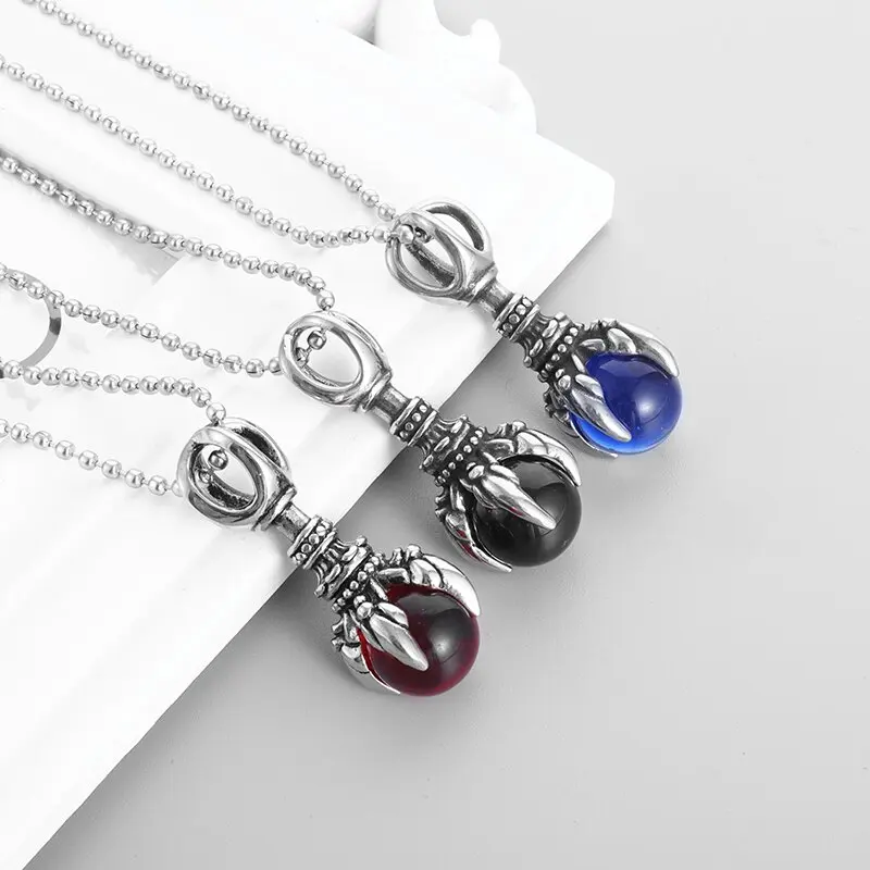 

Ethnic Retro Gothic Dragon Claw Crystal Ball Magic Pestle Pendant Necklace Fashion Men's Women's Charm Jewelry Gifts