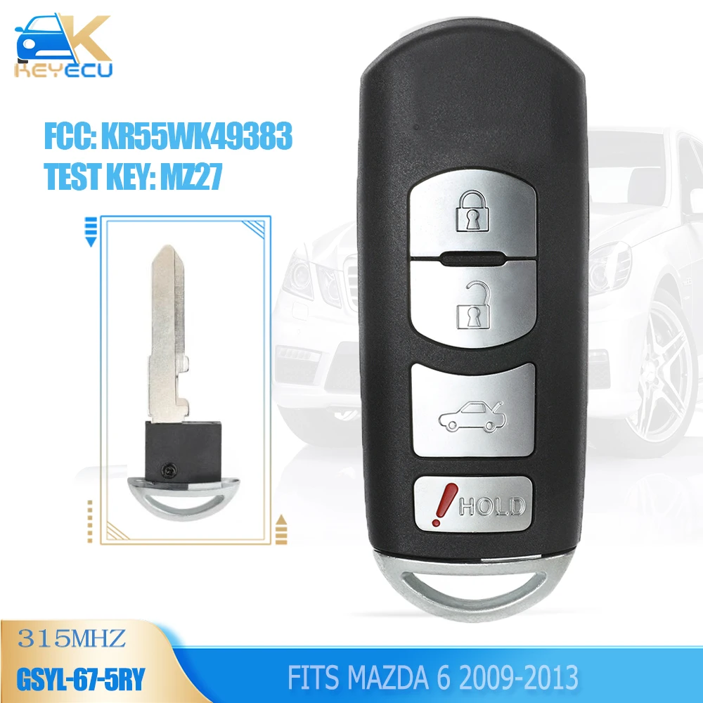 

KEYECU KR55WK49383 315MHz Smart Remtoe Key VDO System Fob for 2009 2010 2011 2012 2013 MAZDA 6